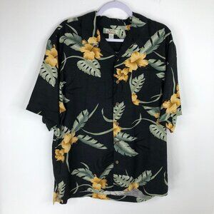 Tommy Bahama Mens Silk Hawaiian Button Up Short Sleeve Shirt Size Medium Floral